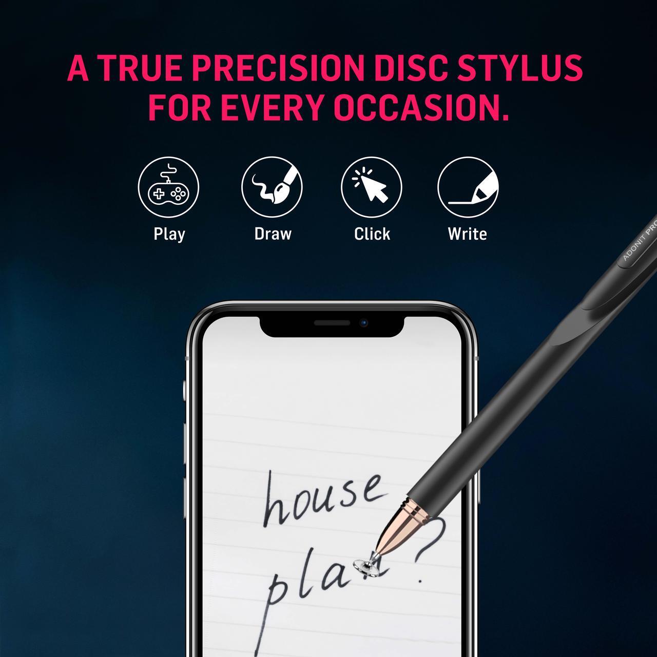 Alt view image 7 of 7 - Adonit Pro 4 (Black) Luxury Capacitive Stylus Pen, High Sensitivity Fine Point and Precision,Stylus for iPad, Air, Mini, Android, iPhone, Surface, Other Touch Screens, Compatible for All Touchscreens
