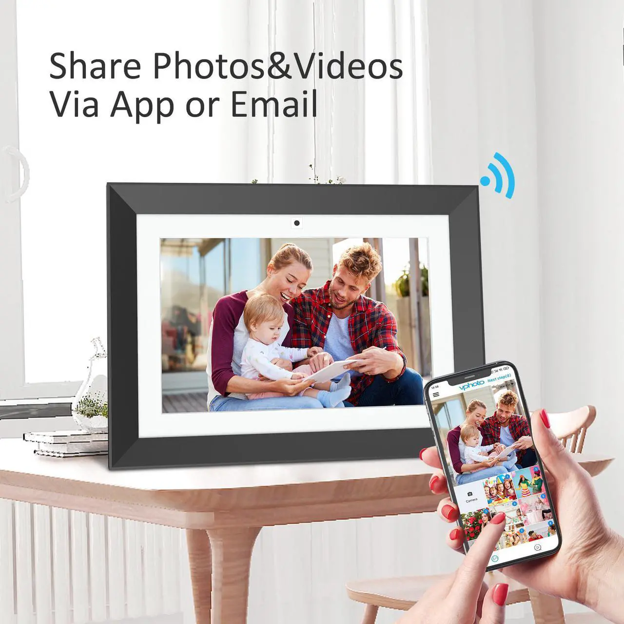 Alt view image 3 of 7 - FULLJA WiFi Digital Picture Frame with Video Call Function,10 inch Smart FHD Display with Deep Bass Box,16GB Memory, Video Calling Device for Grandparents - Stay Connected with Video Calling Via App