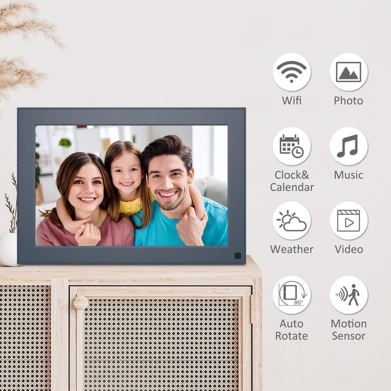 Alt view image 3 of 6 - FULLJA 10 inch WIFI Digital Picture Frame Touch Screen IPS HD Display, Smart Digital Photo Frame, 16GB Storage, Auto-Rotate, Motion Sensor, Share Photos and Videos via iOS or Android App, Email, Cloud