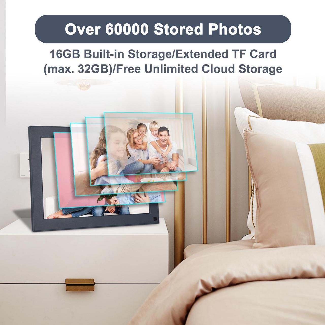 Alt view image 5 of 6 - FULLJA Digital Picture Frame, 10.1 Inch Digital Photo Frame with Wifi Cloud Smart Digital Frame IPS HD Touch Screen ,16GB Memory,Digital Frame Receive Photos Or Videos Remotely from App/Email,Blue, Su