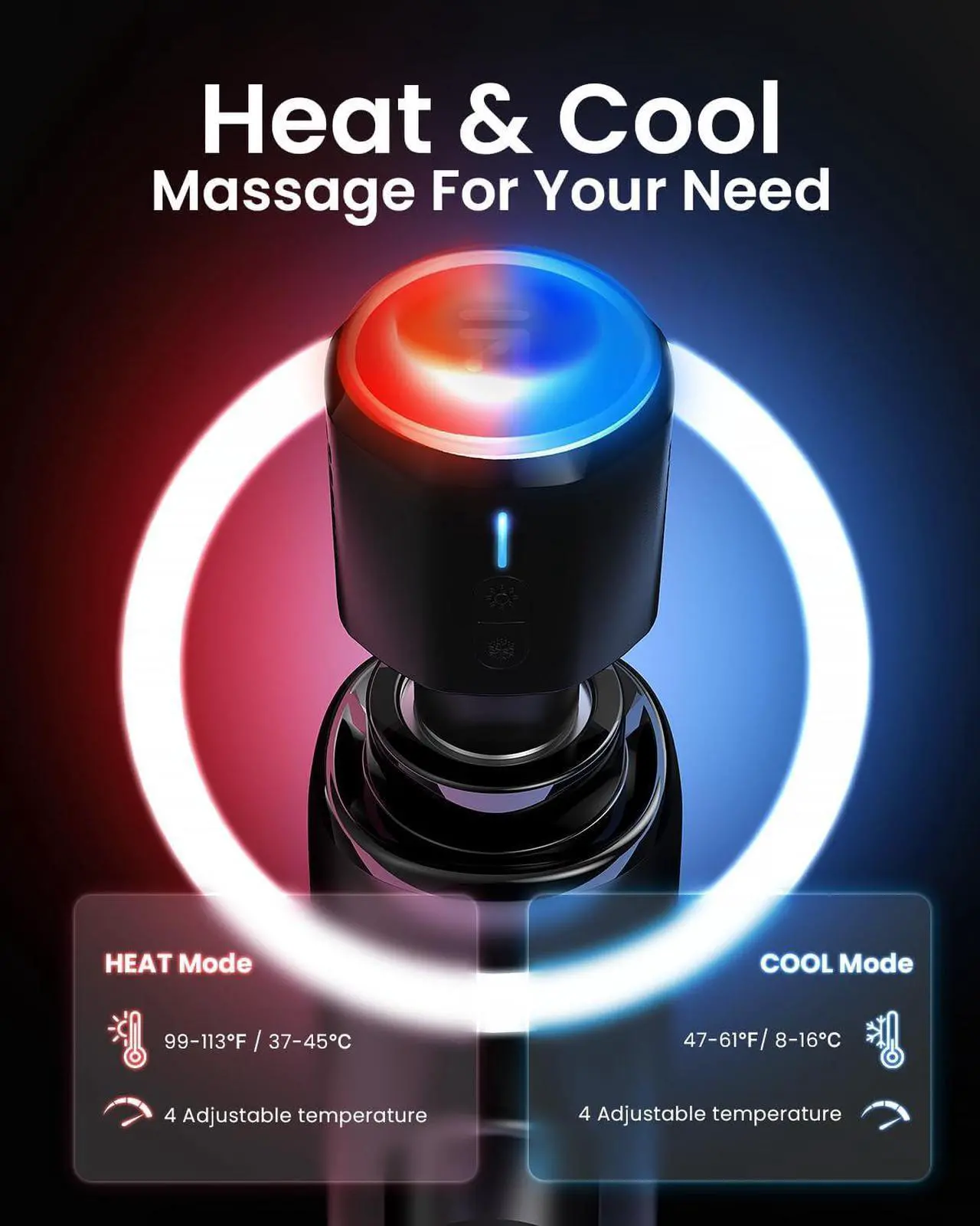 Alt view image 2 of 6 - Thermacool Massage Gun Deep Tissue with Heat and Cold Head, Gifts, Handheld Muscle Massager Gun with Carry Case, Body Masajeador for Neck and Back, Active Heat