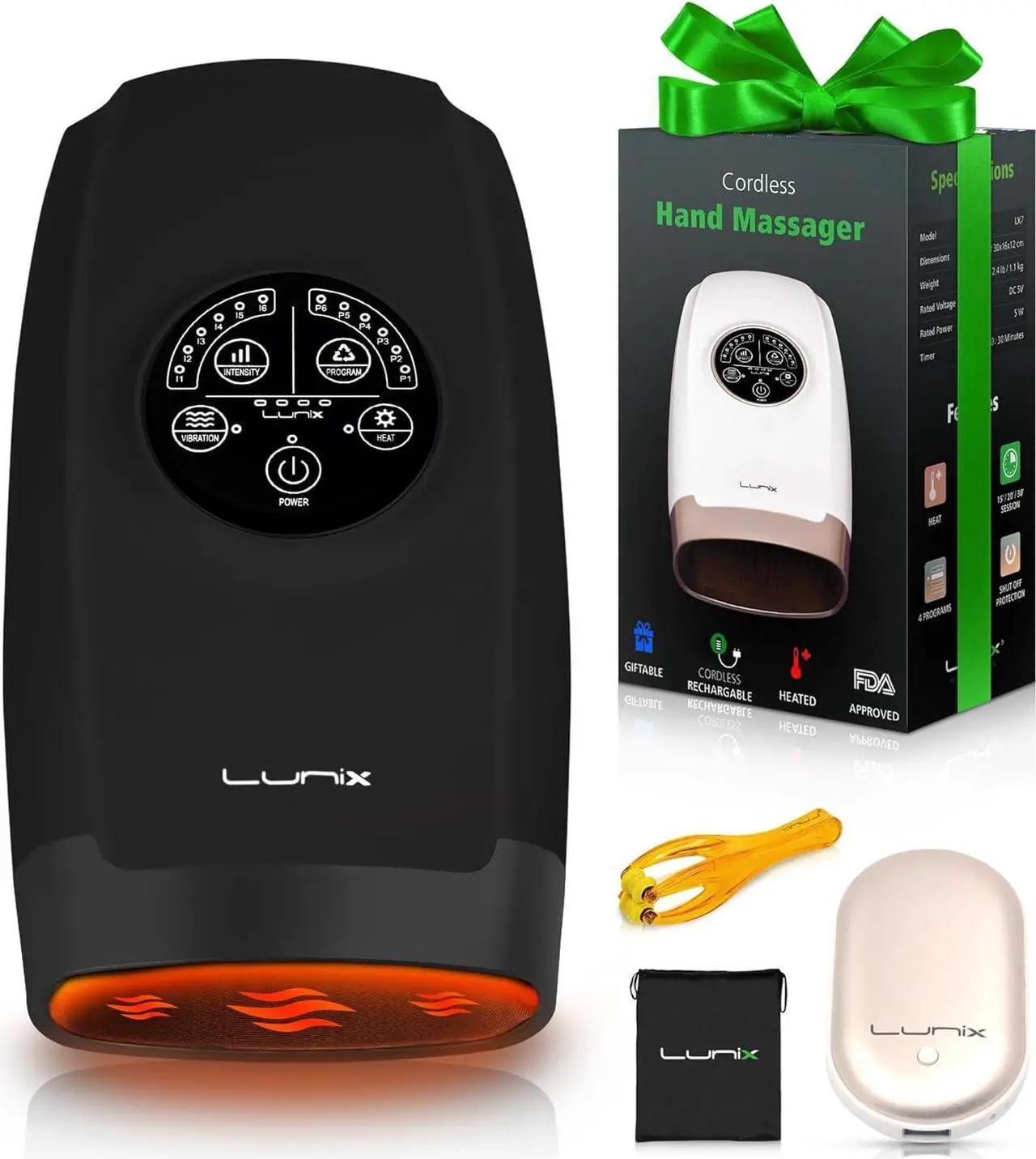 Main image of Lunix LX3 Cordless Electric Hand Massager with Compression, 6 Levels Pressure Point Therapy Massager for Arthritis, Pain Relief, Carpal Tunnel and Finger Numbness, Shiatsu Massage Machine with Heat