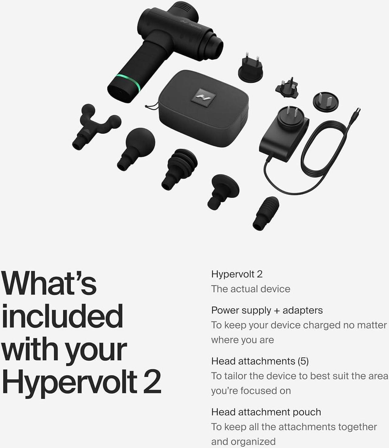 Alt view image 6 of 7 - Hypervolt 2 Percussion Massage Gun - Quiet Glide, 3 Speeds, 5 Heads - Relieves Sore Muscles, FSA/HSA Eligible