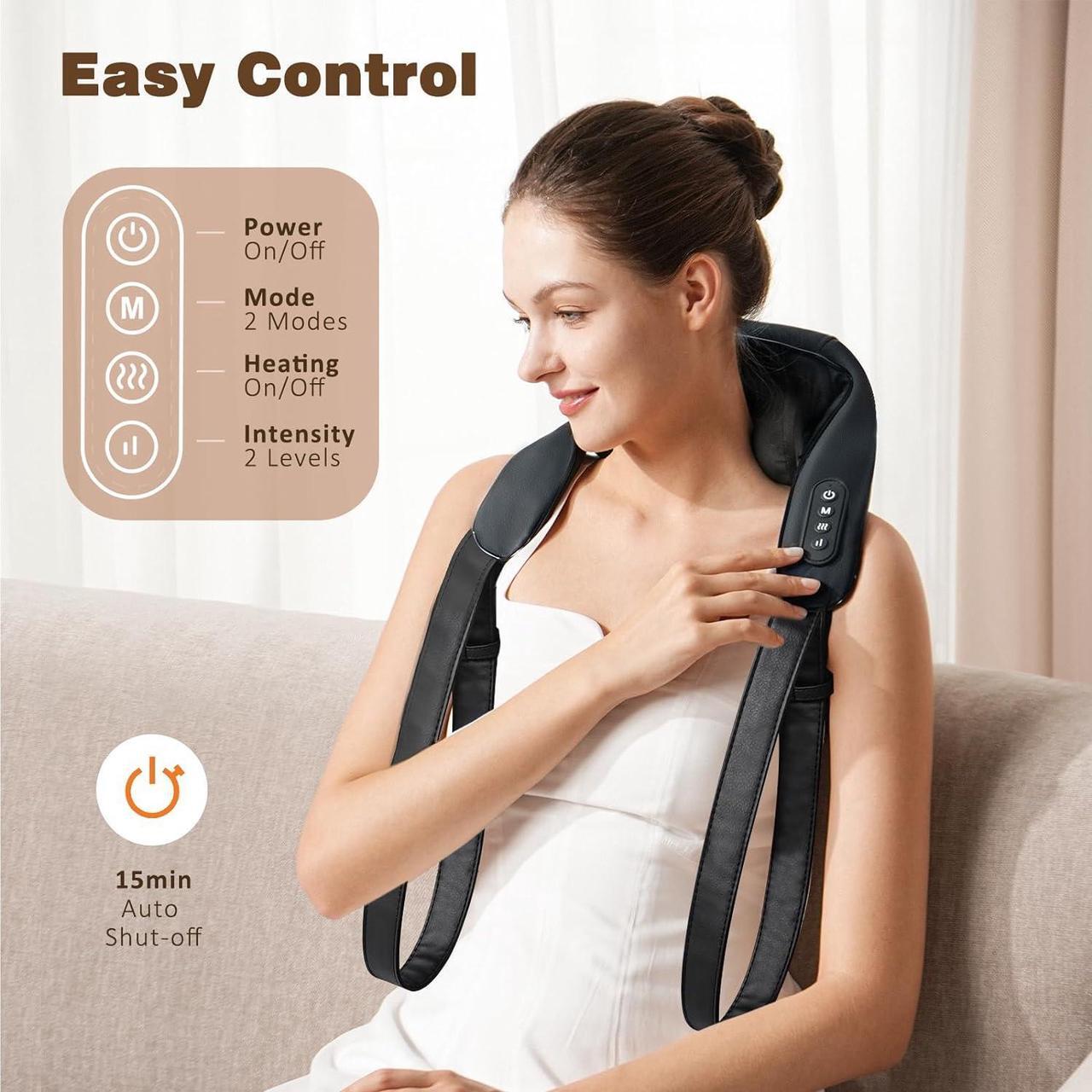 Alt view image 5 of 7 - Neck Massager with Heat, Cordless 4D Deep Tissue Kneading Massage, Shiatsu Neck and Shoulder Massage Pillow for Neck, Traps, Back and Leg Pain Relief, Gifts for Men Women