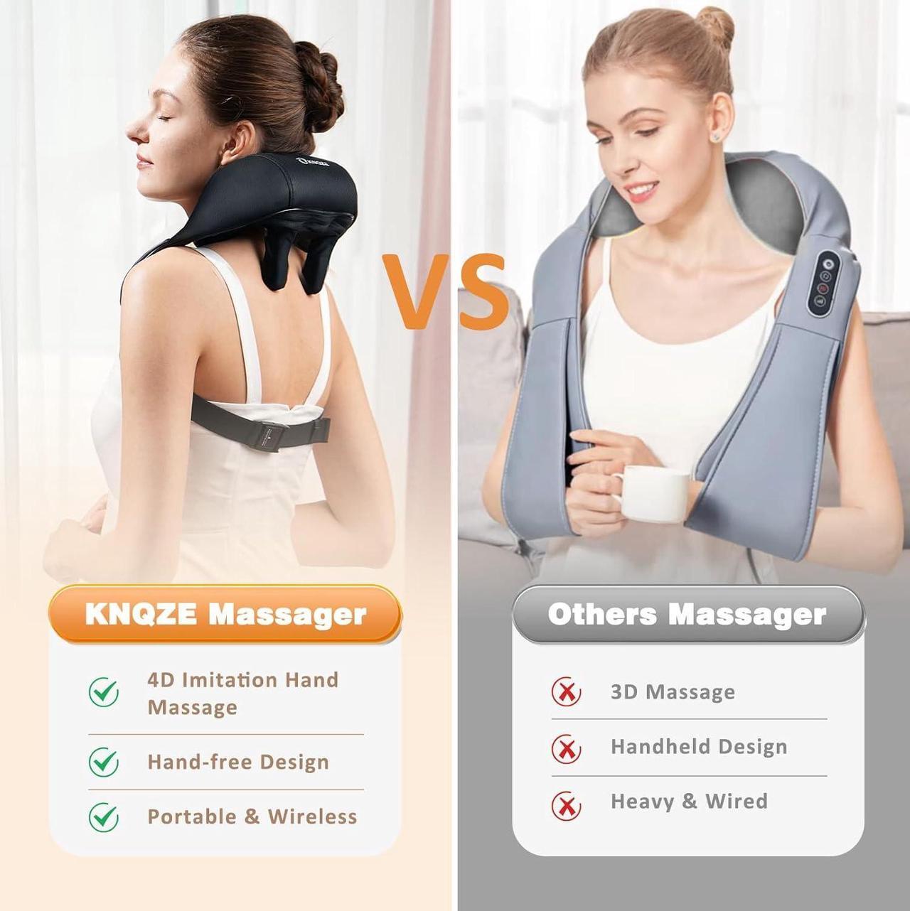 Alt view image 6 of 7 - Neck Massager with Heat, Cordless 4D Deep Tissue Kneading Massage, Shiatsu Neck and Shoulder Massage Pillow for Neck, Traps, Back and Leg Pain Relief, Gifts for Men Women