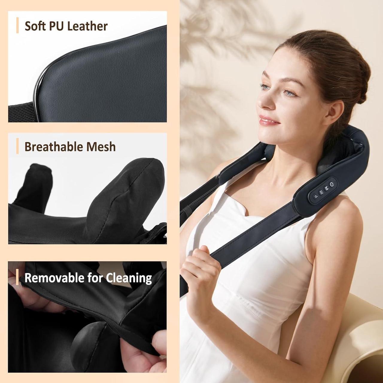 Alt view image 7 of 7 - Neck Massager with Heat, Cordless 4D Deep Tissue Kneading Massage, Shiatsu Neck and Shoulder Massage Pillow for Neck, Traps, Back and Leg Pain Relief, Gifts for Men Women