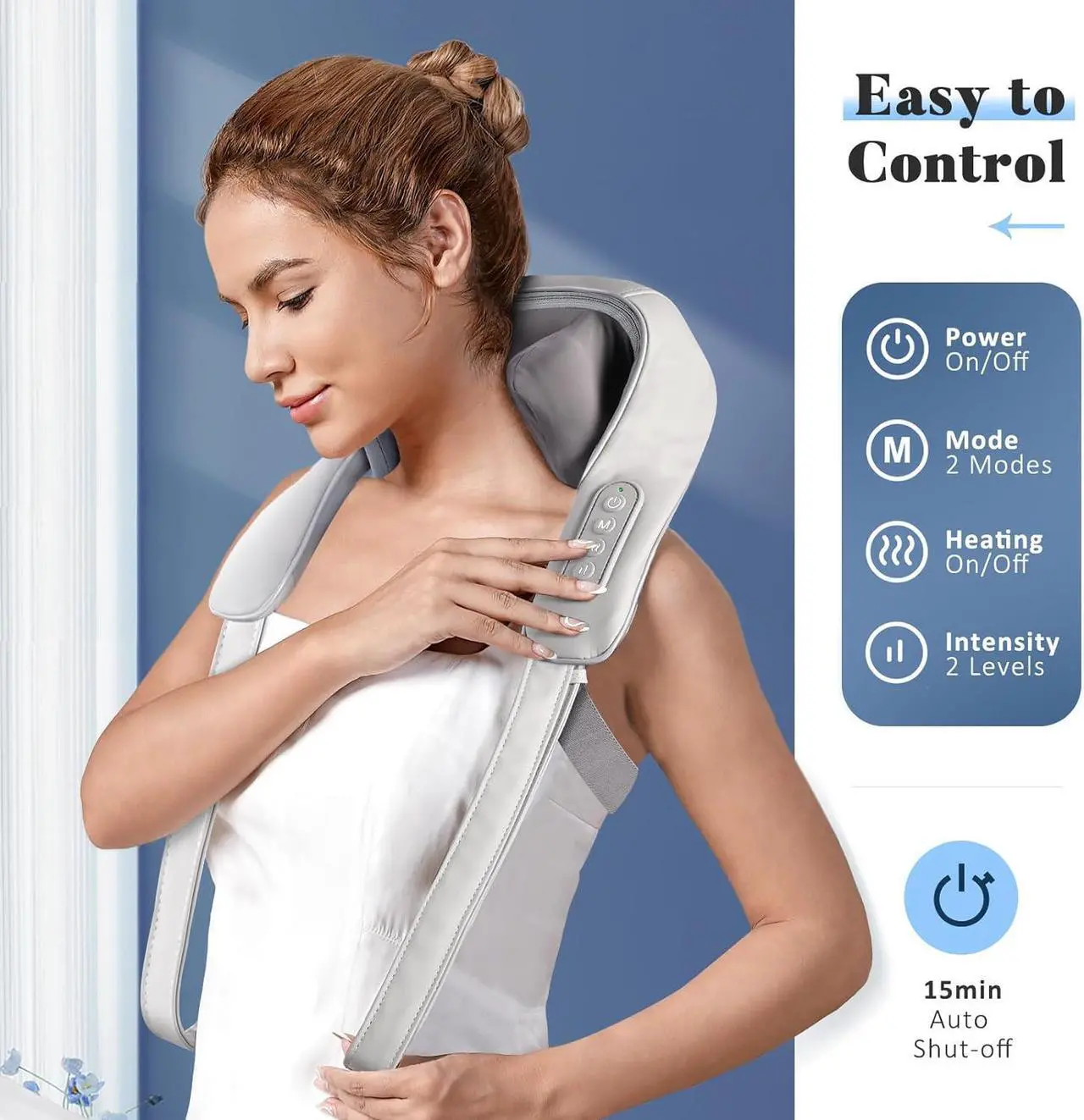 Alt view image 7 of 7 - Neck Massager for Neck Pain Relief, 4D Deep Kneading Massagers with 6 Massage Nodes, Cordless Shiatsu Neck and Shoulder Massage Pillow with Heat for Neck, Traps, Back  Leg, Gifts for Women Men- Gray
