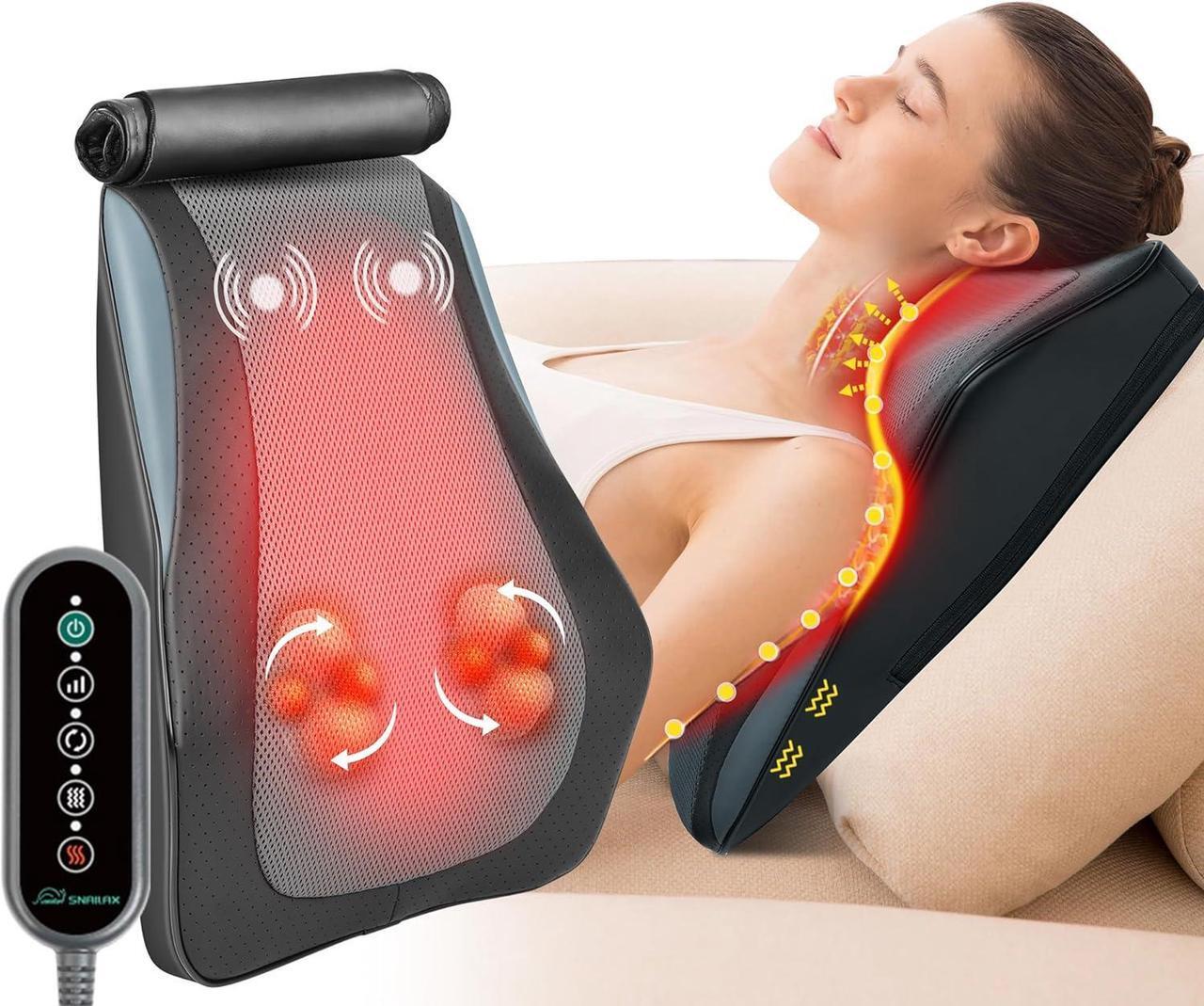 Main image of Snailax Back Massager for Back Pain Deep Tissue, Shiatsu Lower Back Neck Massager with Heat, 3D Kneading Massage Pillow for Back Neck Shoulder Legs, Christmas Gifts for Mom, Dad, Women