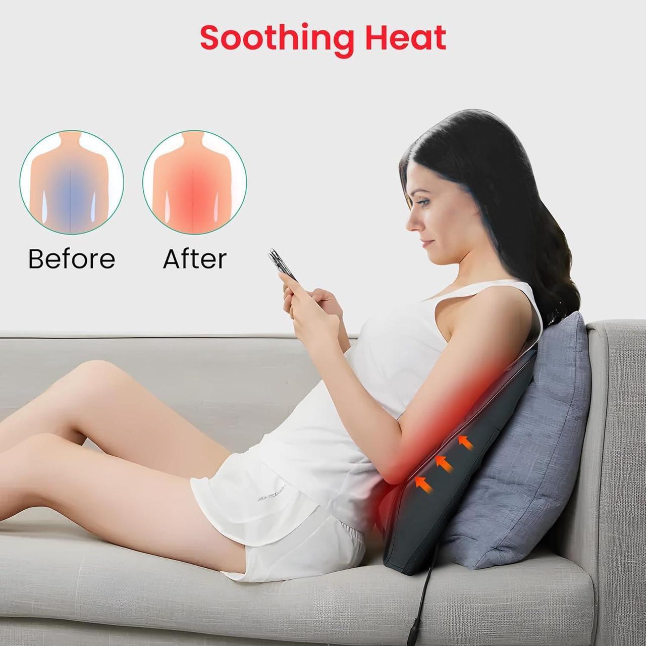 Alt view image 4 of 7 - Snailax Back Massager for Back Pain Deep Tissue, Shiatsu Lower Back Neck Massager with Heat, 3D Kneading Massage Pillow for Back Neck Shoulder Legs, Christmas Gifts for Mom, Dad, Women