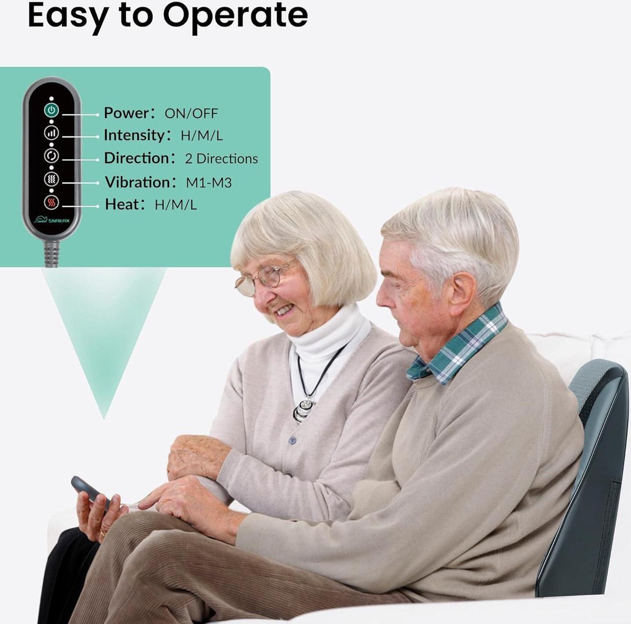 Alt view image 7 of 7 - Snailax Back Massager for Back Pain Deep Tissue, Shiatsu Lower Back Neck Massager with Heat, 3D Kneading Massage Pillow for Back Neck Shoulder Legs, Christmas Gifts for Mom, Dad, Women
