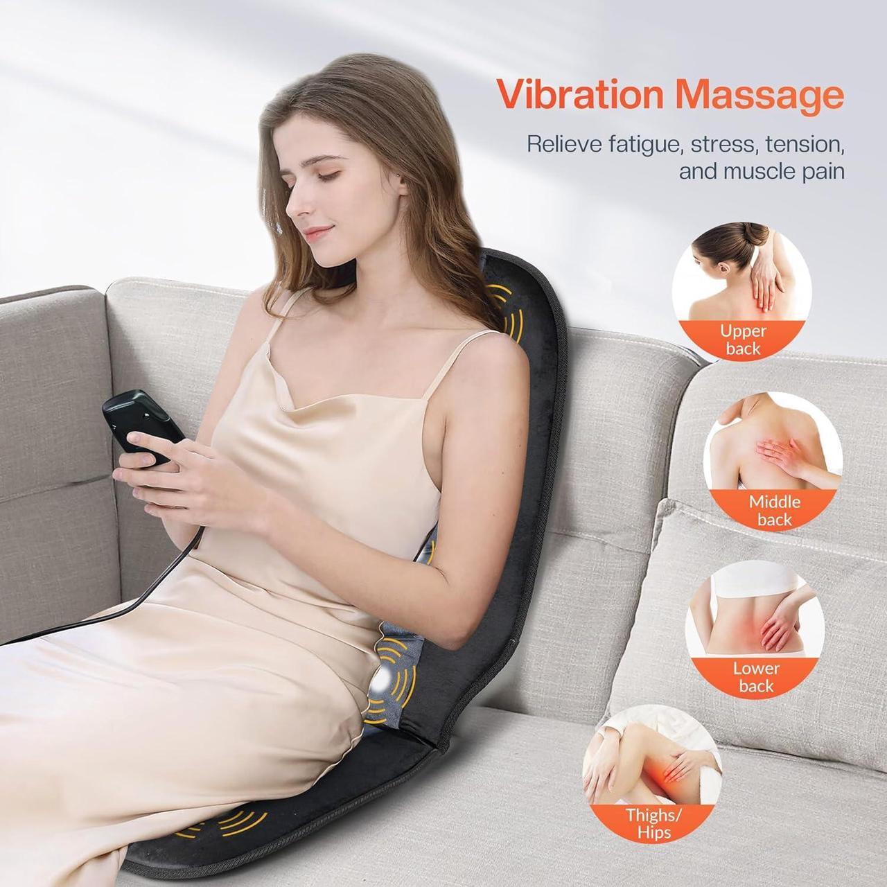 Alt view image 2 of 6 - CILI Massage Chair Pad,Back Massage with Heat,Massage Pad with 10 Vibration Motors,30-60-90 Minutes Heating Options,Chair Massager for Office Chair, Massage Chair for Home Office Use (Black)