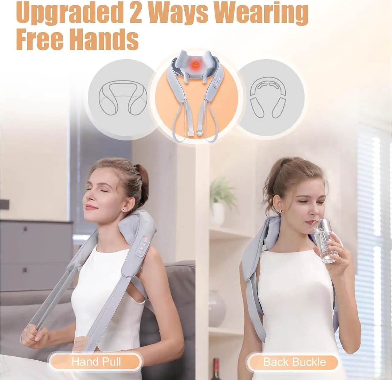 Alt view image 2 of 7 - MASGRE Neck Massager with Heat, Cordless Neck Massager for Pain Relief Deep Tissue, Shiatsu Back Shoulder and Neck Massager for Cervical Leg, Ideal Gifts