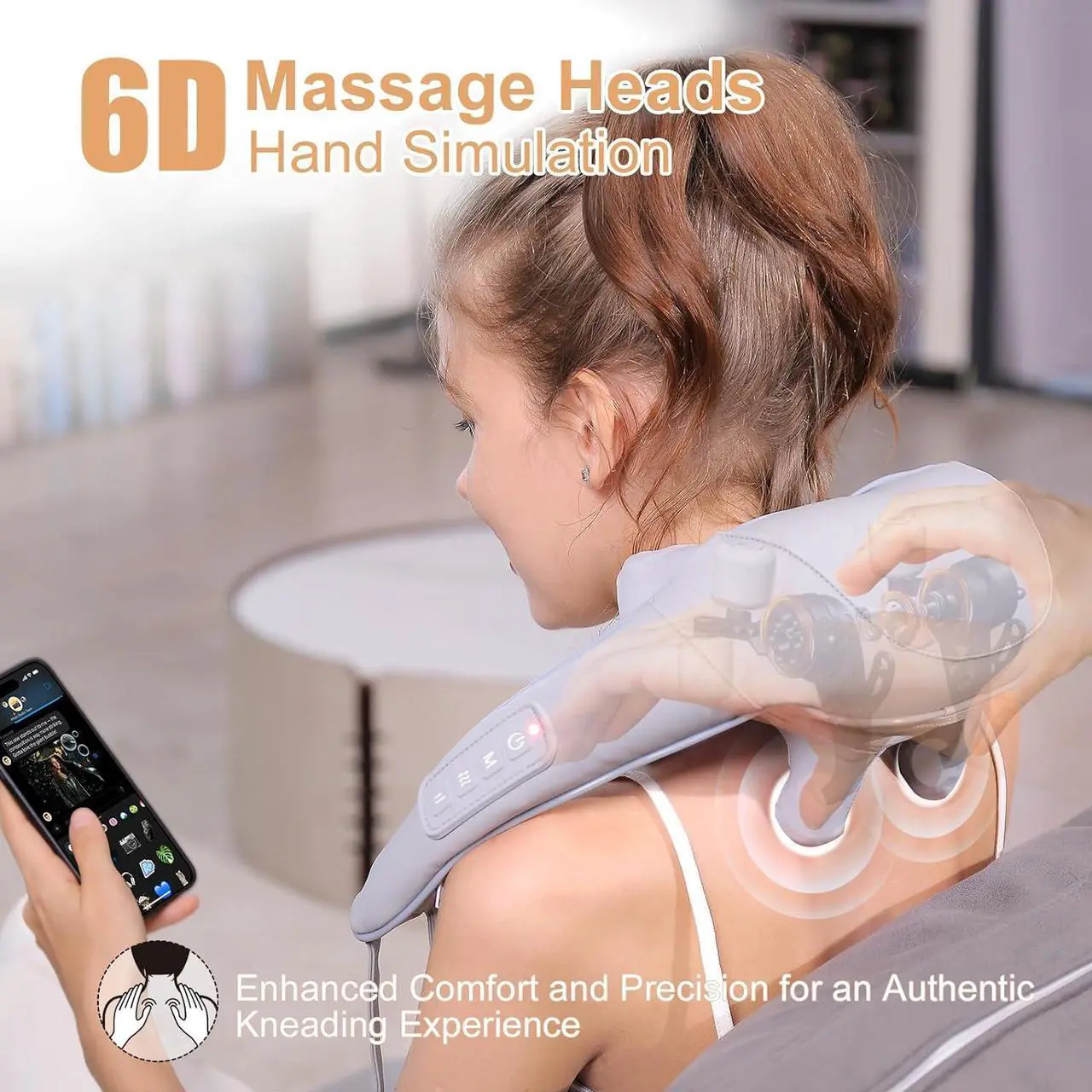 Alt view image 4 of 7 - MASGRE Neck Massager with Heat, Cordless Neck Massager for Pain Relief Deep Tissue, Shiatsu Back Shoulder and Neck Massager for Cervical Leg, Ideal Gifts