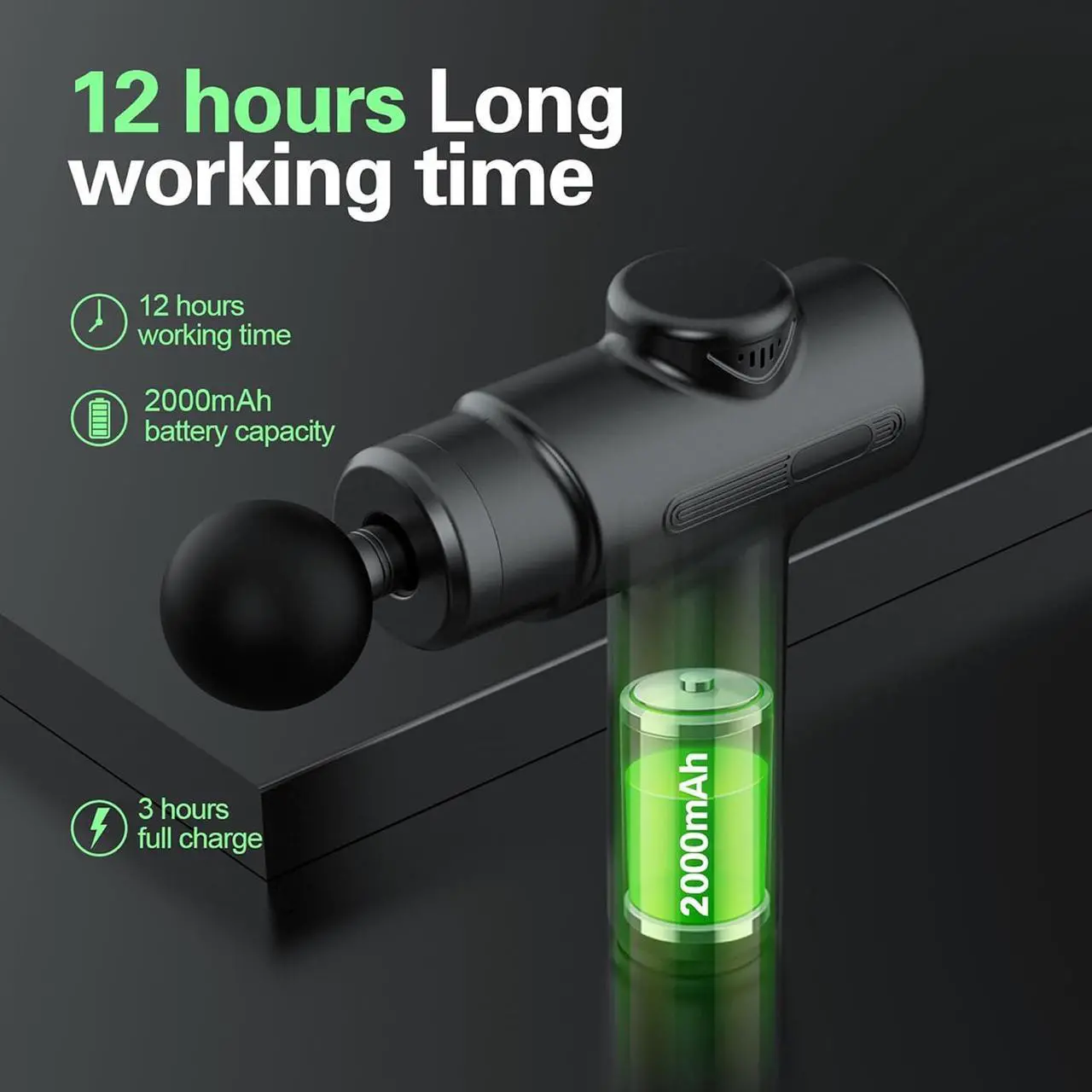 Alt view image 3 of 7 - Massage Gun Deep Tissue Percussion Massager for Athletes,Handheld Body Back Muscle Massager with 8 Massage Heads