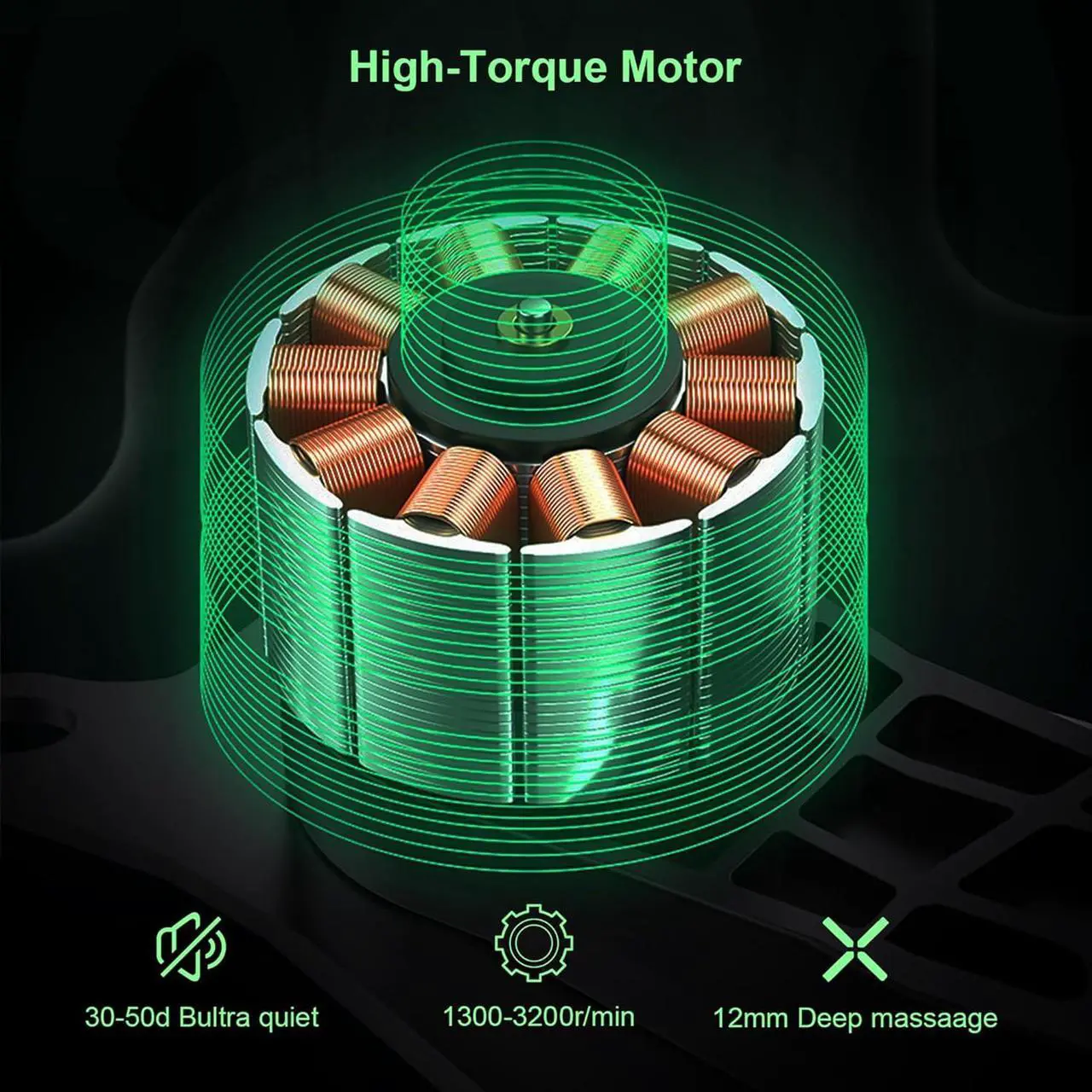 Alt view image 2 of 7 - Massage Gun Deep Tissue Percussion Massager for Athletes,Handheld Body Back Muscle Massager with 8 Massage Heads