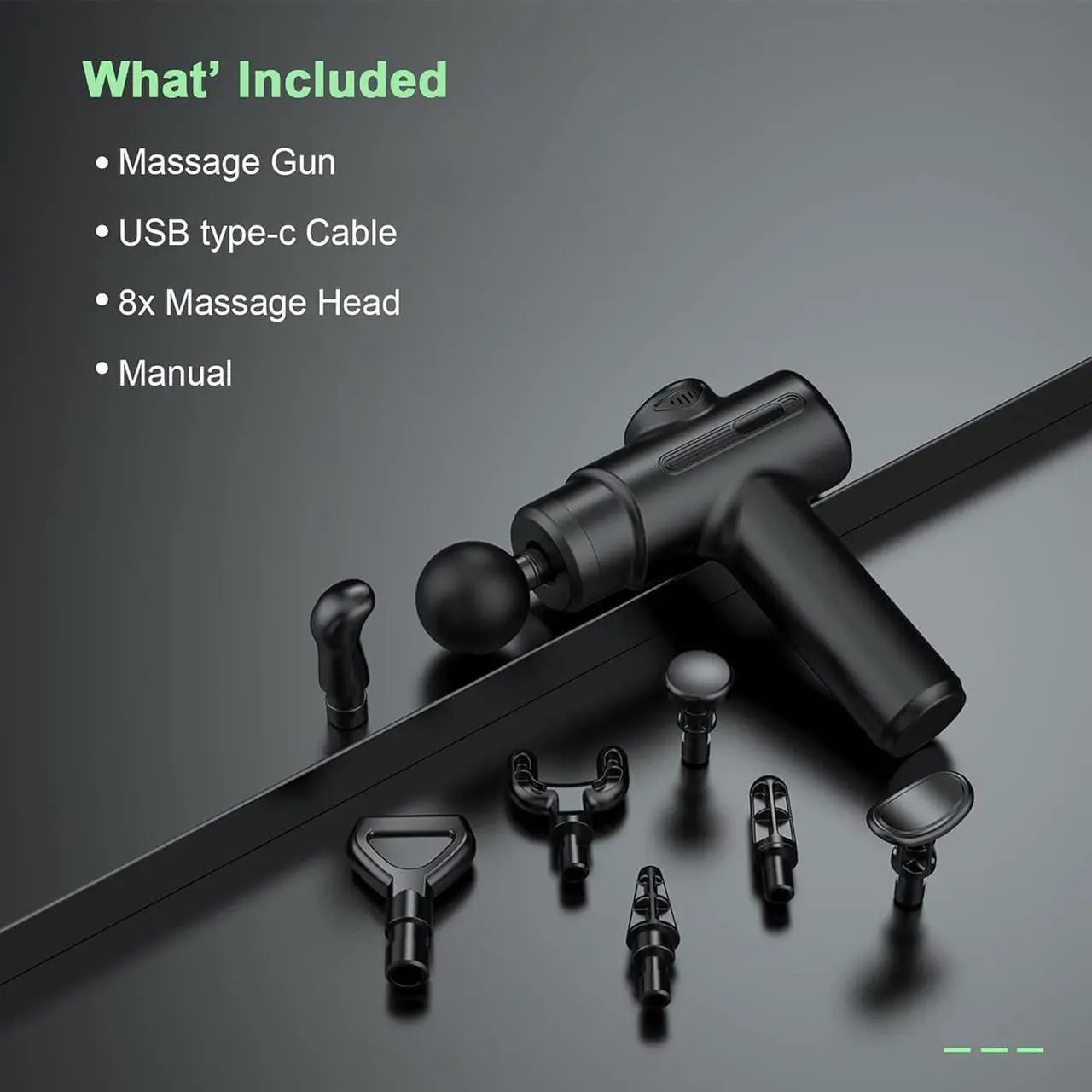 Alt view image 7 of 7 - Massage Gun Deep Tissue Percussion Massager for Athletes,Handheld Body Back Muscle Massager with 8 Massage Heads