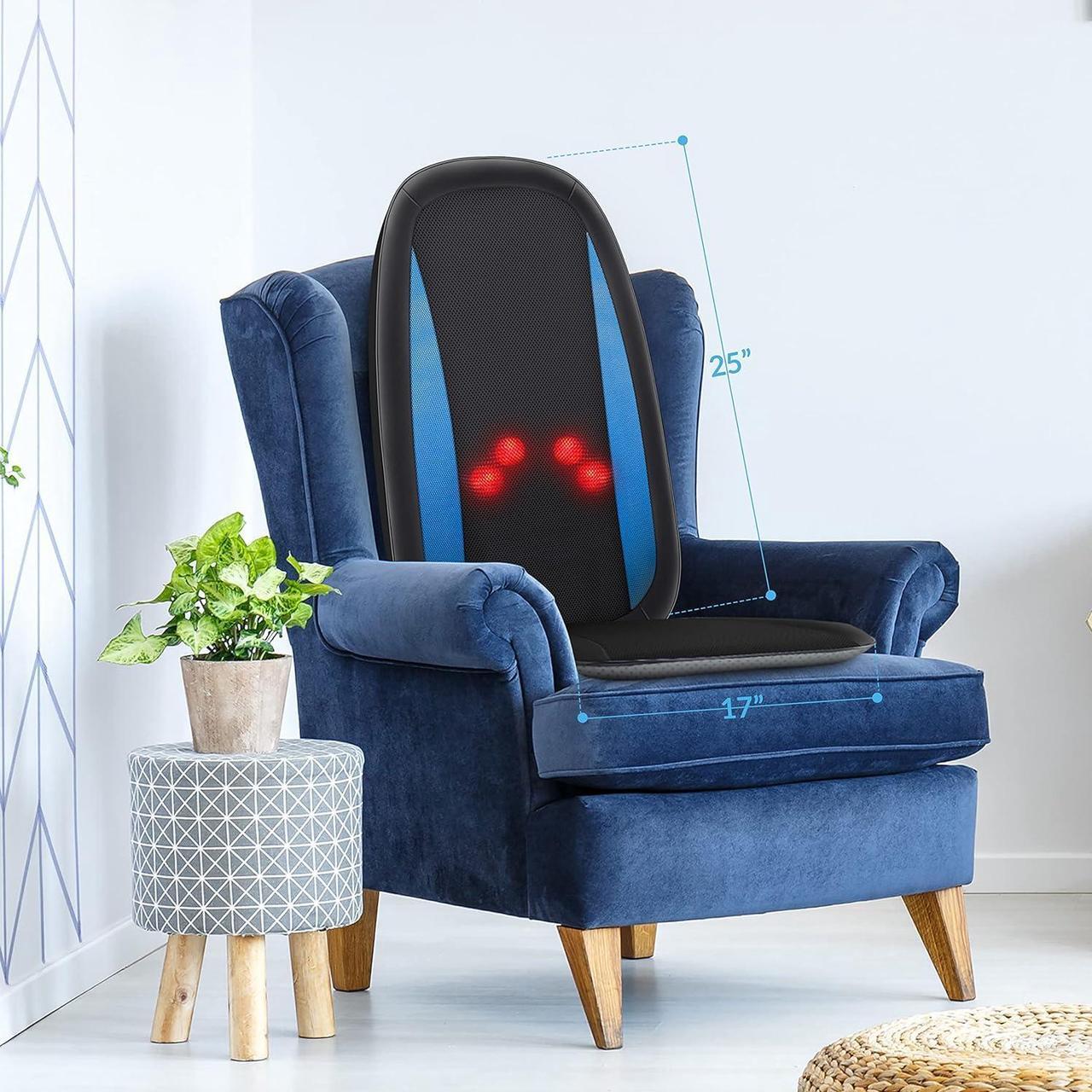 Alt view image 7 of 7 - Shiatsu Back Massager with Heat -Deep Tissue Kneading Massage Seat Cushion, Massage Chair Pad for Full Back, Electric Body Massager for Home or Office Chair use, Gifts for Men, Dad