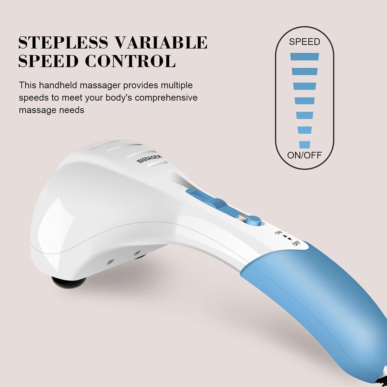 Alt view image 4 of 7 - Handheld Neck Back Massager - Double Head Electric Full Body Massager - Deep Tissue Percussion Massage Hammer for Muscles, Arm, Neck, Shoulder, Back, Leg, Foot (Blue)