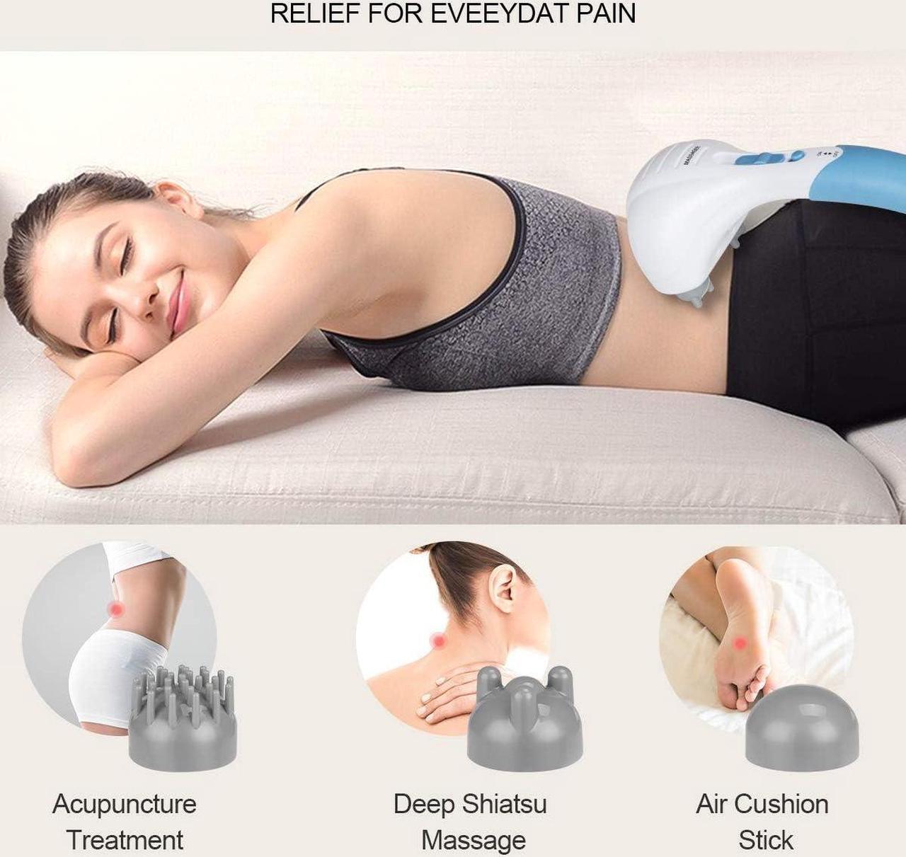 Alt view image 6 of 7 - Handheld Neck Back Massager - Double Head Electric Full Body Massager - Deep Tissue Percussion Massage Hammer for Muscles, Arm, Neck, Shoulder, Back, Leg, Foot (Blue)