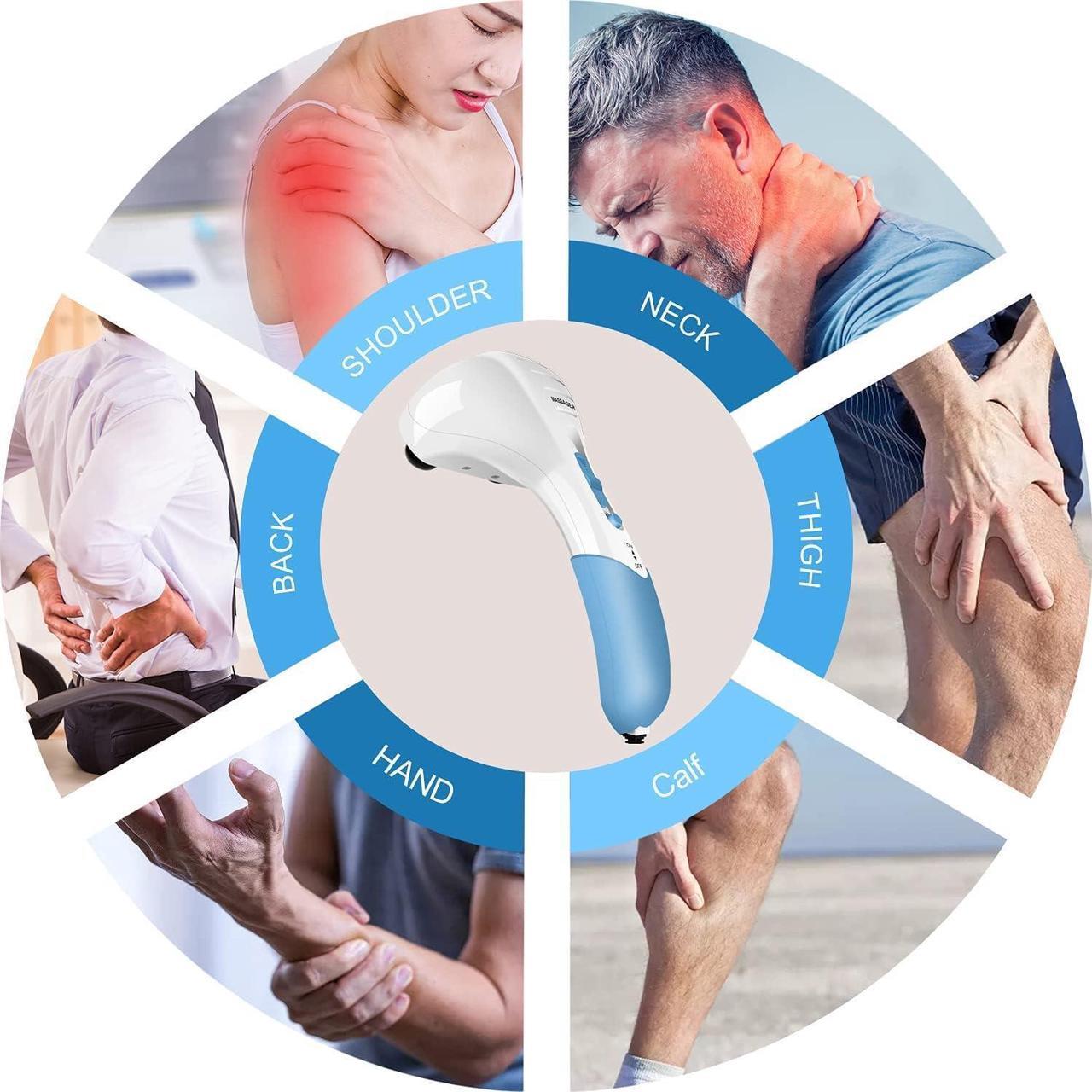 Alt view image 7 of 7 - Handheld Neck Back Massager - Double Head Electric Full Body Massager - Deep Tissue Percussion Massage Hammer for Muscles, Arm, Neck, Shoulder, Back, Leg, Foot (Blue)