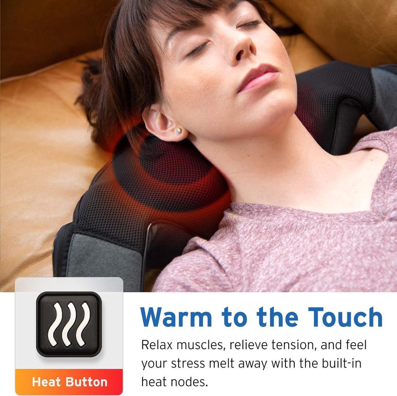 Alt view image 4 of 7 - Cordless Neck and Shoulder Massager for Pain Relief Deep Tissue with Heat, Shiatsu Back Massager With Heat, Wireless Portable Electric Massager Pillow, Gifts for Women, Men, Dad and Mom
