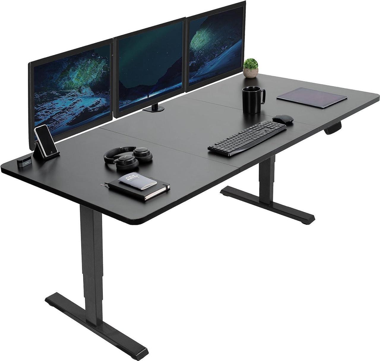 Main image of Electric Height Adjustable 71 x 36 inch Memory Stand Up Desk, Black Table Top, Black Dual Motor Frame, Touch Screen Preset Controller, 2B Series, DESK-KIT-2B7B-36