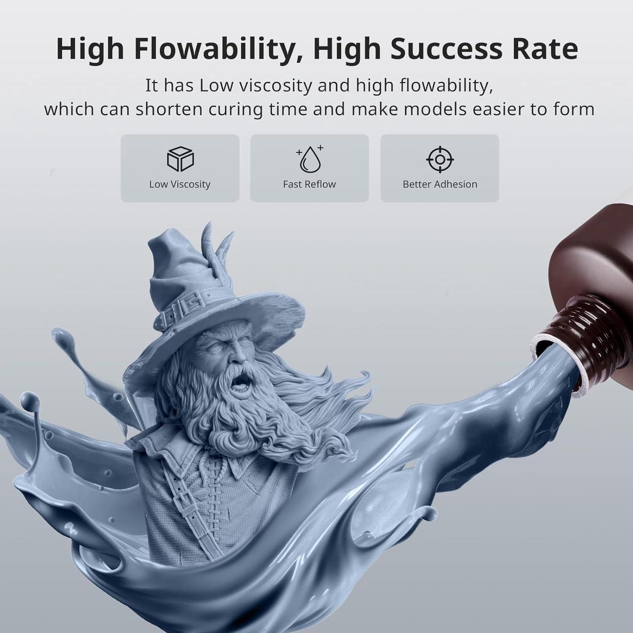 Alt view image 3 of 7 - ANYCUBIC ABS-Like 3D Printer Resin Pro 2, Stronger and Tougher, High Precision and Long-Lasting, Low Odor, Wide Compatibility for All LCD Resin 3D Printers (Grey, 1kg)