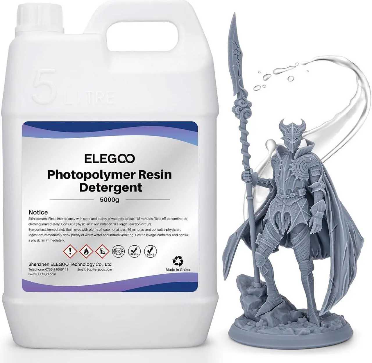 Main image of ELEGOO 5KG 3D Resin Cleaner, 3D Printer Resin Detergent, Reusable 3D Photopolymer Resin Cleaner, Non-Toxic Resin Remover Concentrate, Compatible with Most 3D Printing Resin