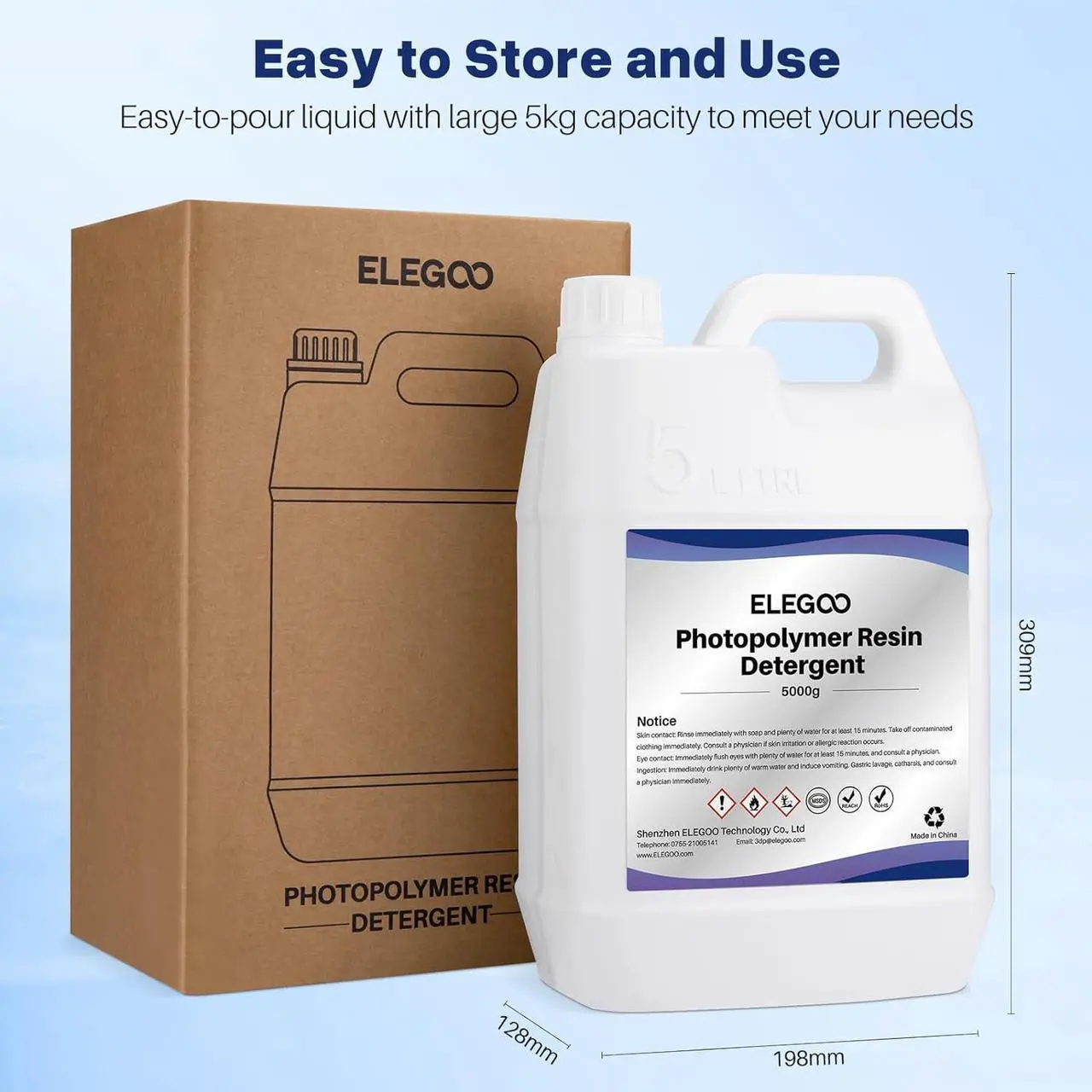 Alt view image 7 of 7 - ELEGOO 5KG 3D Resin Cleaner, 3D Printer Resin Detergent, Reusable 3D Photopolymer Resin Cleaner, Non-Toxic Resin Remover Concentrate, Compatible with Most 3D Printing Resin