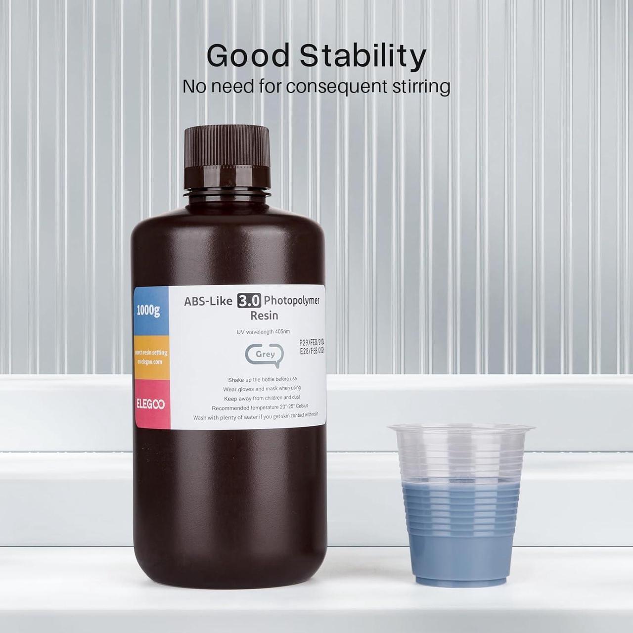 Alt view image 6 of 7 - ELEGOO ABS-Like 3.0 3D Printer Resin White 2000g, High Precise Printing Resin 405nm LCD UV-Curing for MSLA 3D Printer