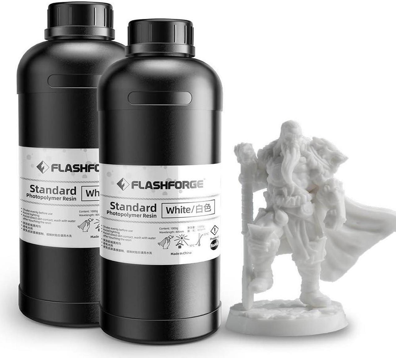 Main image of FLASHFORGE 3D Printer Resin, Fast Curing Standard 3D Resin High Precision & Excellent Fluidity with Low Odor, 405nm UV Curing 3D Printing Resin for LCD/DLP/SLA Resin 3D Printer (White, 2KG)