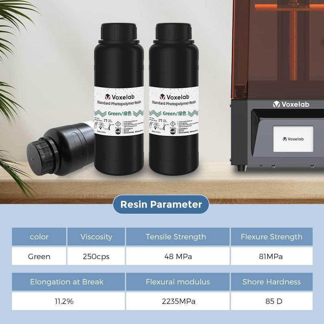 Alt view image 3 of 6 - 3D Printer Resin, Rapid Resin LCD UV-Curing Resin 405nm Standard Photopolymer Resin for LCD 3D Printing, High Precision & Quick Curing & Excellent Fluidity - 500g (Green)