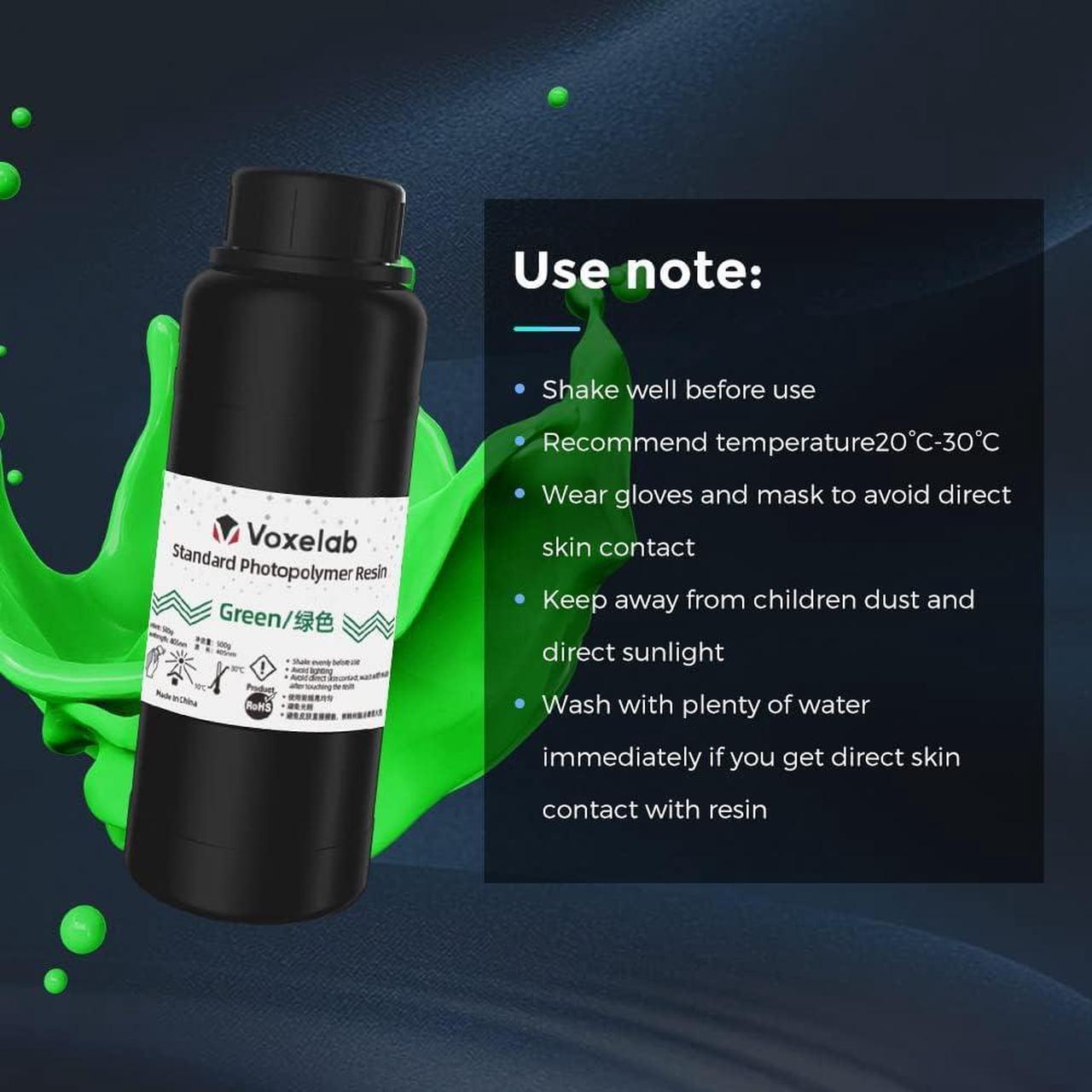 Alt view image 4 of 6 - 3D Printer Resin, Rapid Resin LCD UV-Curing Resin 405nm Standard Photopolymer Resin for LCD 3D Printing, High Precision & Quick Curing & Excellent Fluidity - 500g (Green)