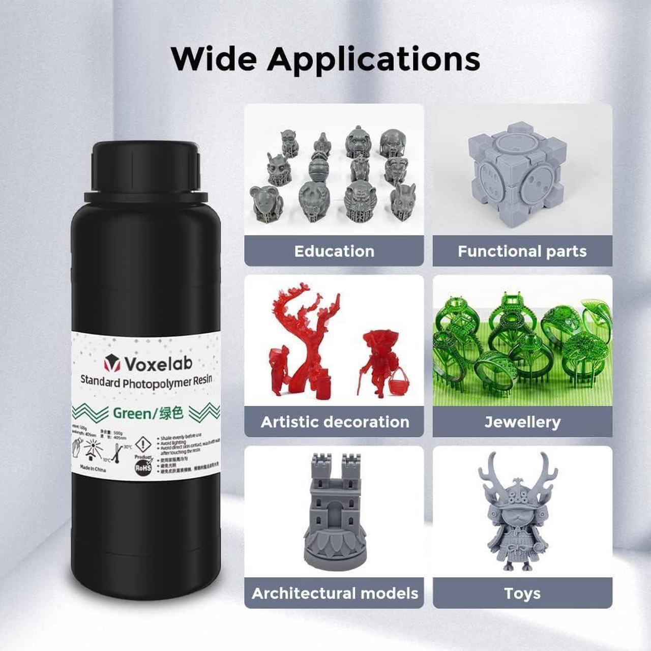 Alt view image 6 of 6 - 3D Printer Resin, Rapid Resin LCD UV-Curing Resin 405nm Standard Photopolymer Resin for LCD 3D Printing, High Precision & Quick Curing & Excellent Fluidity - 500g (Green)