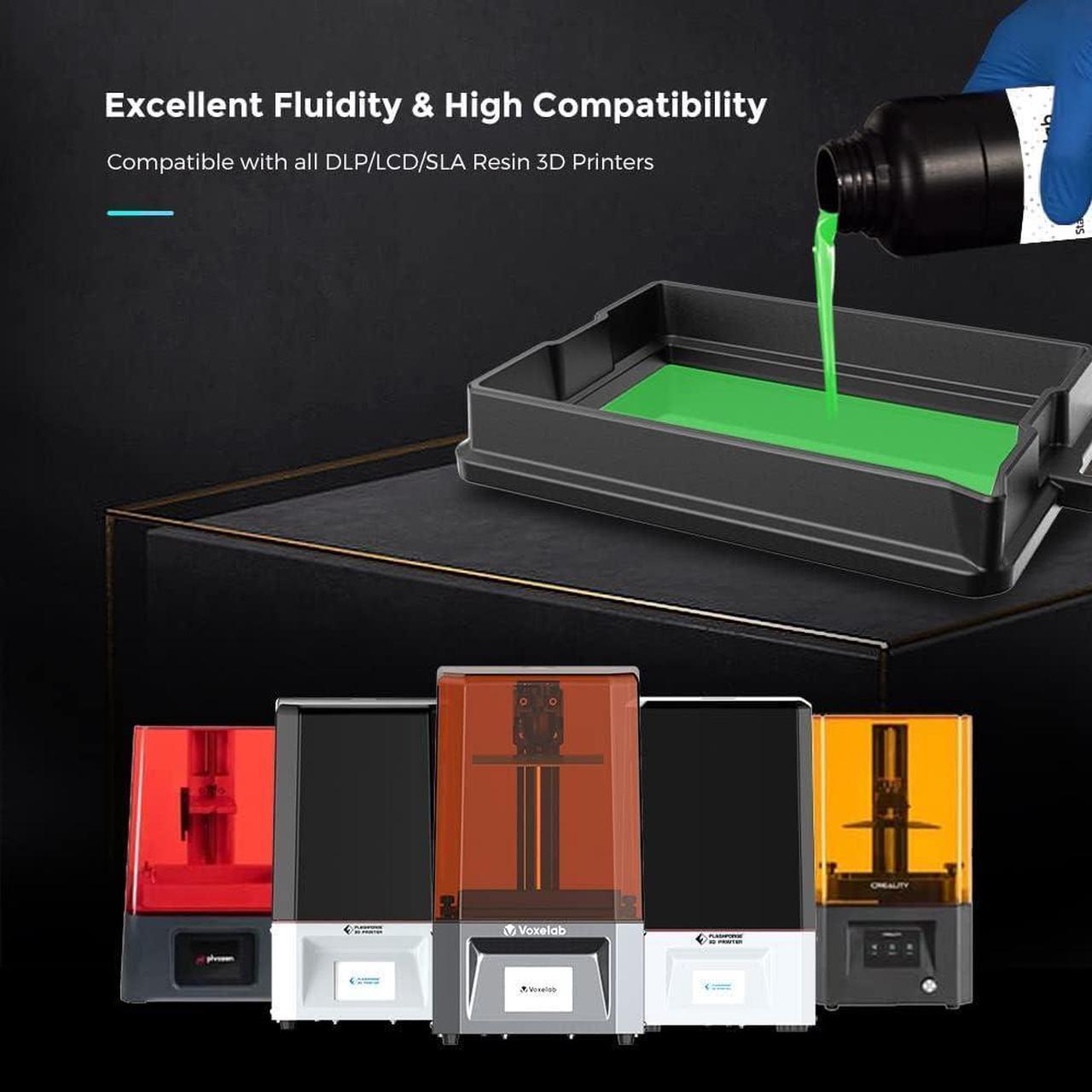 Alt view image 5 of 6 - 3D Printer Resin, Rapid Resin LCD UV-Curing Resin 405nm Standard Photopolymer Resin for LCD 3D Printing, High Precision & Quick Curing & Excellent Fluidity - 500g (Green)