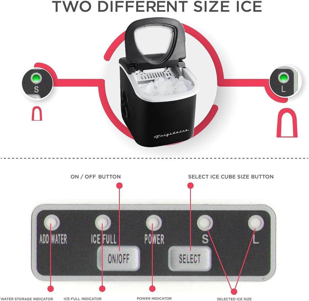 Alt view image 5 of 5 - EFIC128AMZBLK Compact Countertop Ice Maker, 26 lb per Day, Black