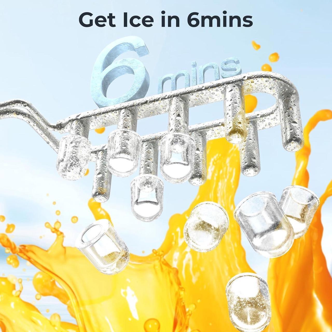 Alt view image 2 of 7 - Ice Makers Countertop with Self-Cleaning, 9 Ice Cubes in 6Mins, 26.5lbs/24Hrs, Portable Ice Maker with Ice Scoop/Basket for Kitchen/Home/Bar, Black