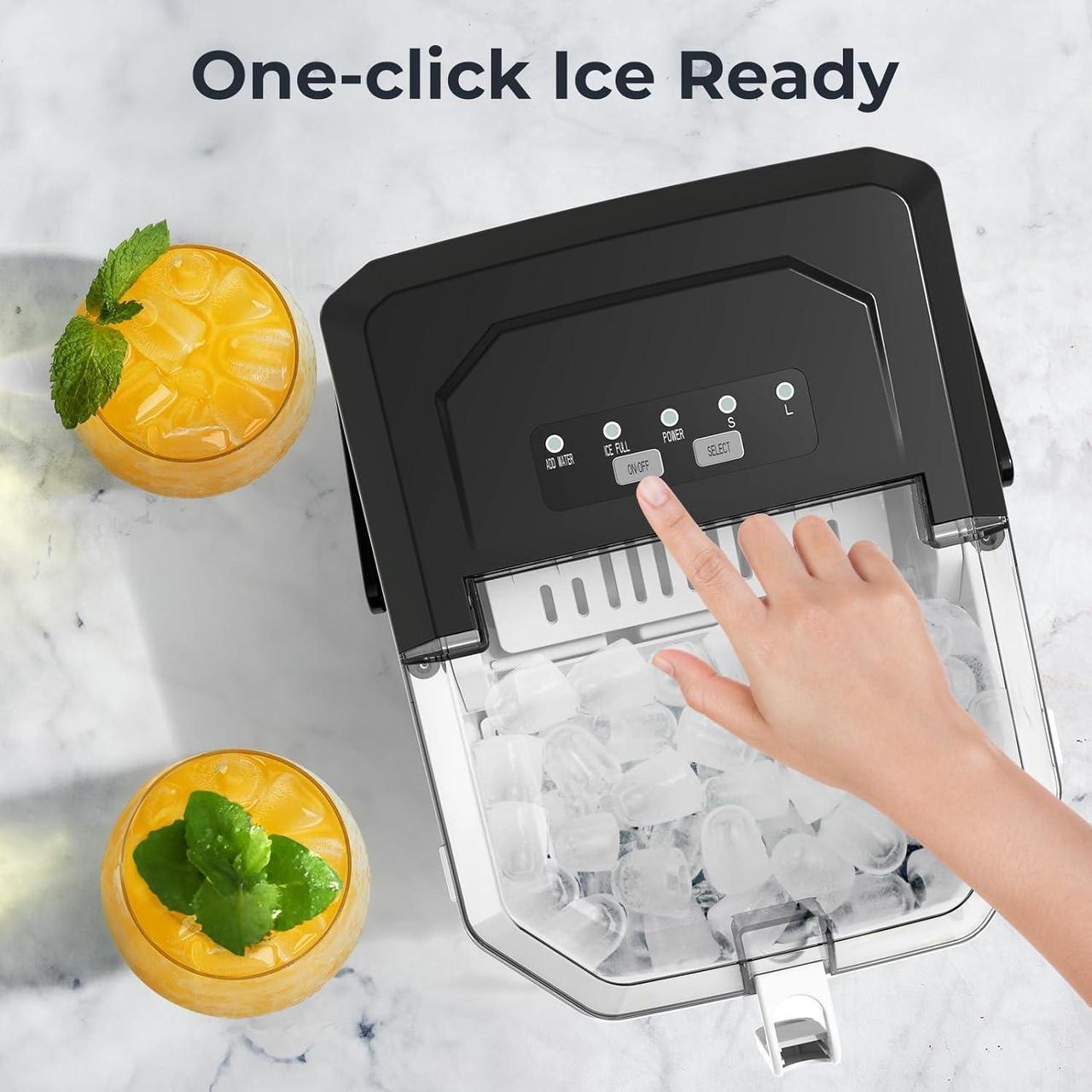 Alt view image 3 of 7 - Ice Makers Countertop with Self-Cleaning, 9 Ice Cubes in 6Mins, 26.5lbs/24Hrs, Portable Ice Maker with Ice Scoop/Basket for Kitchen/Home/Bar, Black
