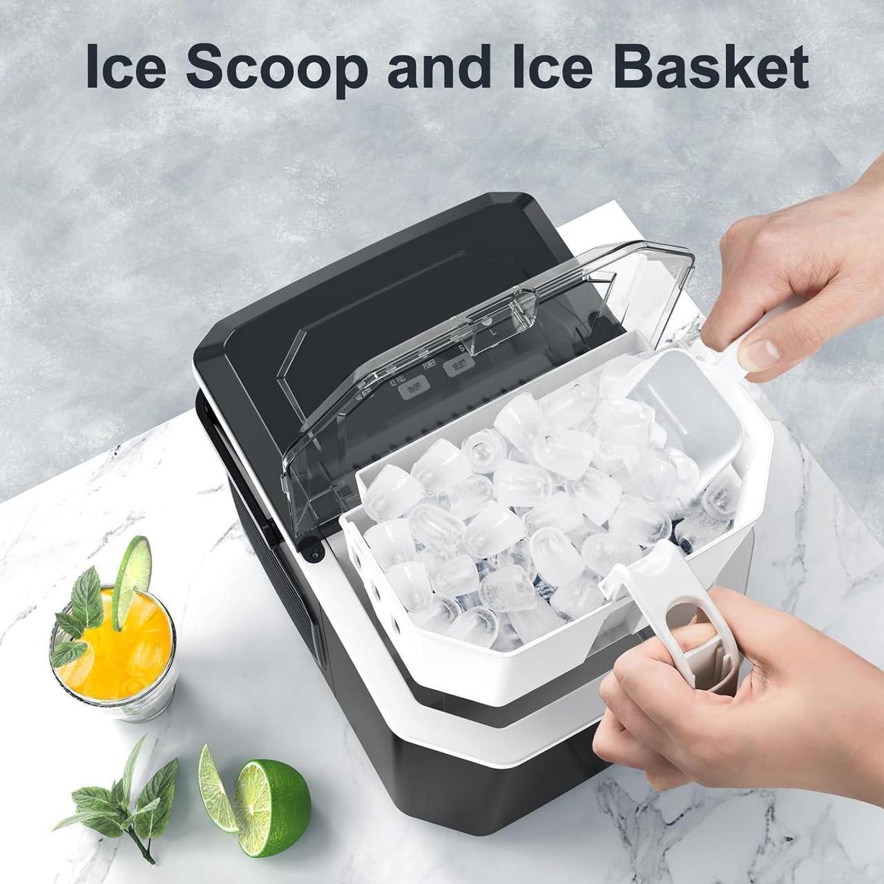 Alt view image 4 of 7 - Ice Makers Countertop with Self-Cleaning, 9 Ice Cubes in 6Mins, 26.5lbs/24Hrs, Portable Ice Maker with Ice Scoop/Basket for Kitchen/Home/Bar, Black
