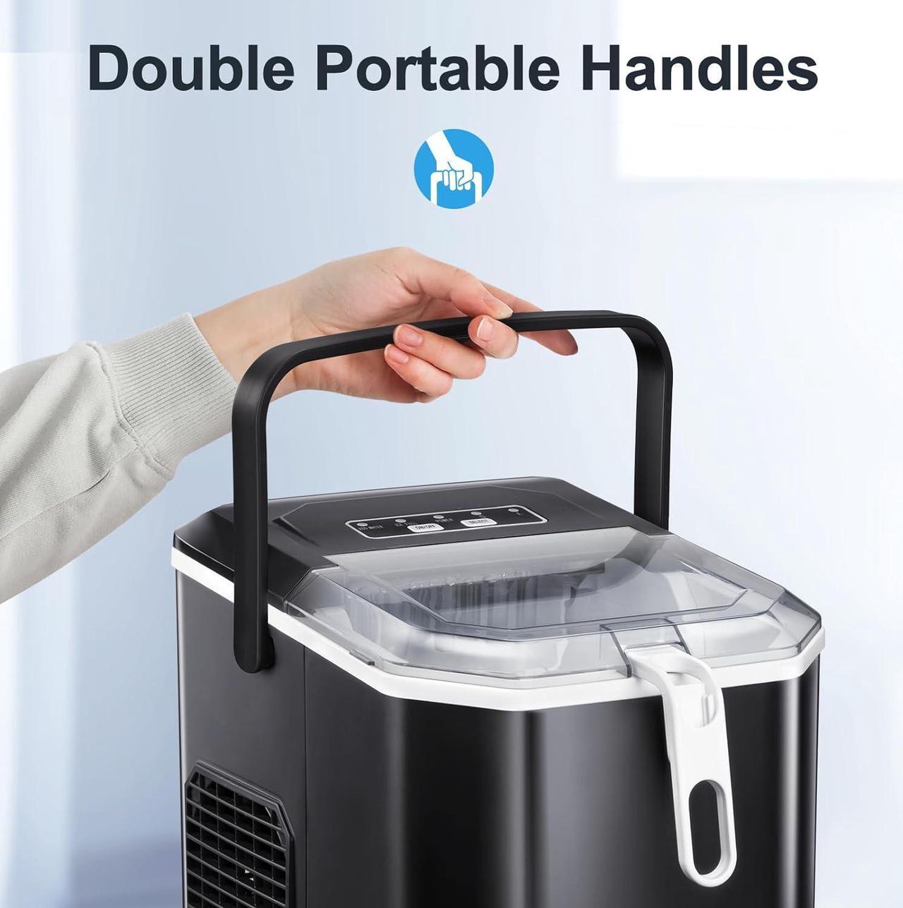 Alt view image 6 of 7 - Ice Makers Countertop with Self-Cleaning, 9 Ice Cubes in 6Mins, 26.5lbs/24Hrs, Portable Ice Maker with Ice Scoop/Basket for Kitchen/Home/Bar, Black