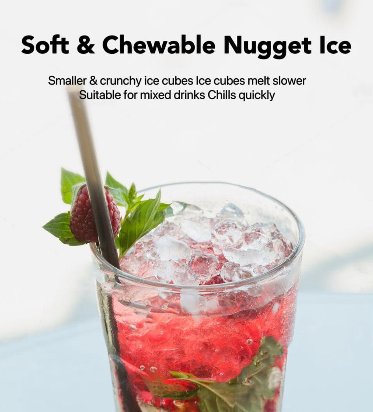 Alt view image 2 of 7 - Nugget Ice Maker Countertop, Portable Crushed Sonic Ice Machine, Self Cleaning Ice Makers with One-Click Operation, Soft Chewable Ice in 7 Mins, 34Lbs/24H with Ice Scoop for Home Bar Camping RV