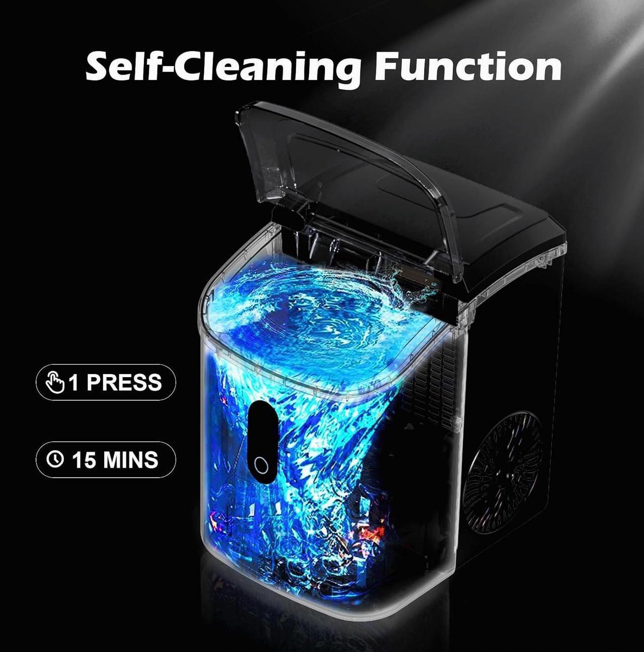 Alt view image 6 of 7 - Nugget Ice Maker Countertop, Portable Crushed Sonic Ice Machine, Self Cleaning Ice Makers with One-Click Operation, Soft Chewable Ice in 7 Mins, 34Lbs/24H with Ice Scoop for Home Bar Camping RV