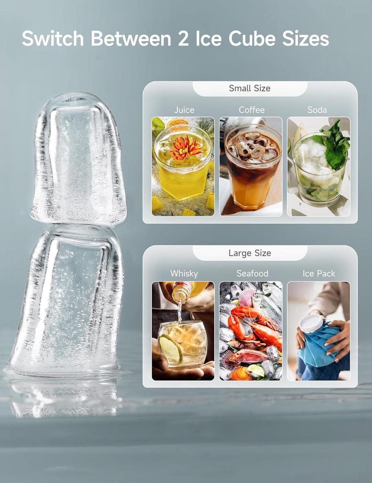 Alt view image 4 of 7 - Ice Maker Countertop,Ice in 6 Mins, 24 lbs/Day, Portable & Compact Gift with Self-Cleaning,for Apartment/Under Cabinet/Kitchen/Office/Camping/RV/Home Bar