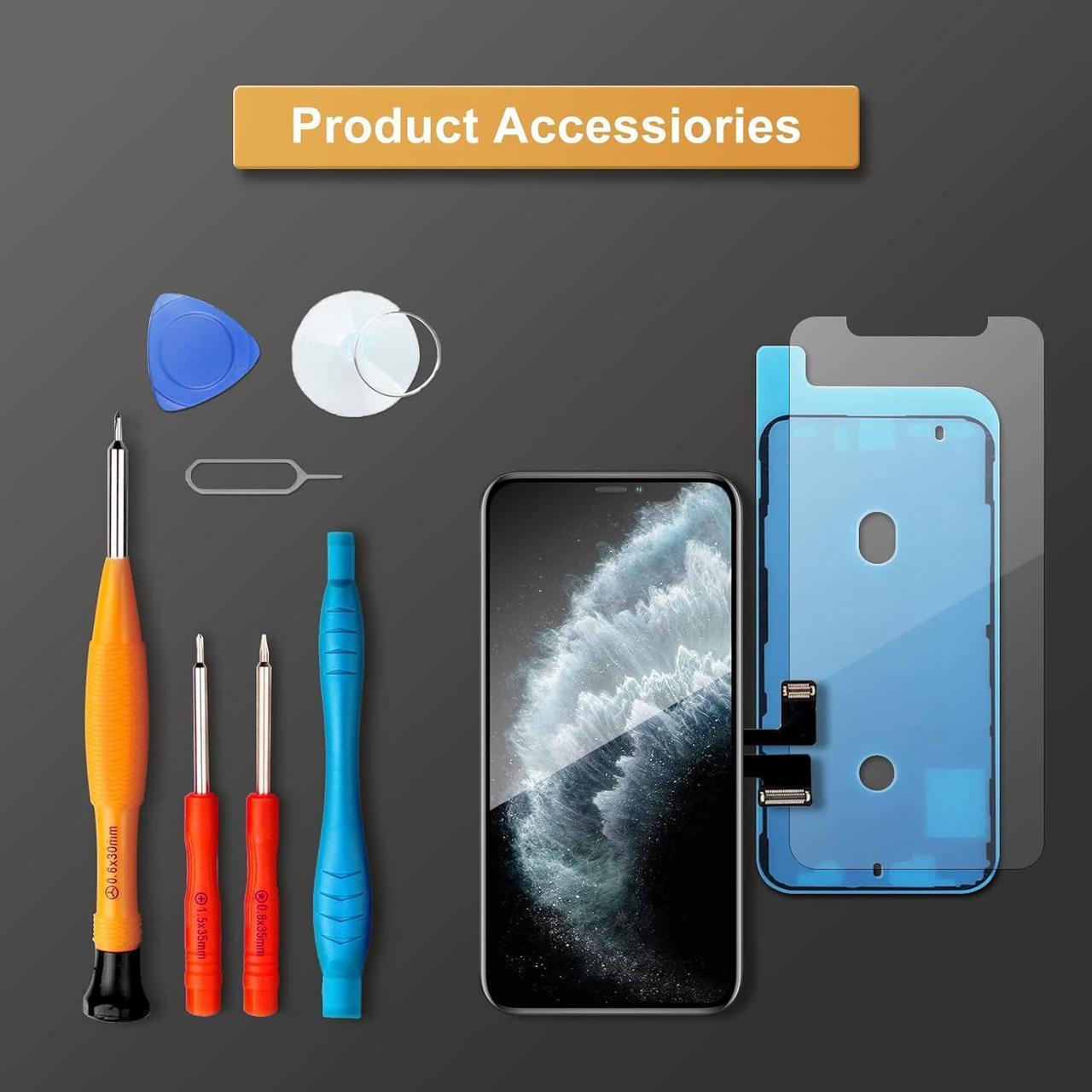 Alt view image 7 of 7 - Screen Replacement for iPhone 11 Pro 5.8" LCD Retina FHD Display COF Touch Screen Digitizer with Repair Tool Kits, Waterproof Tape, Screen Protector