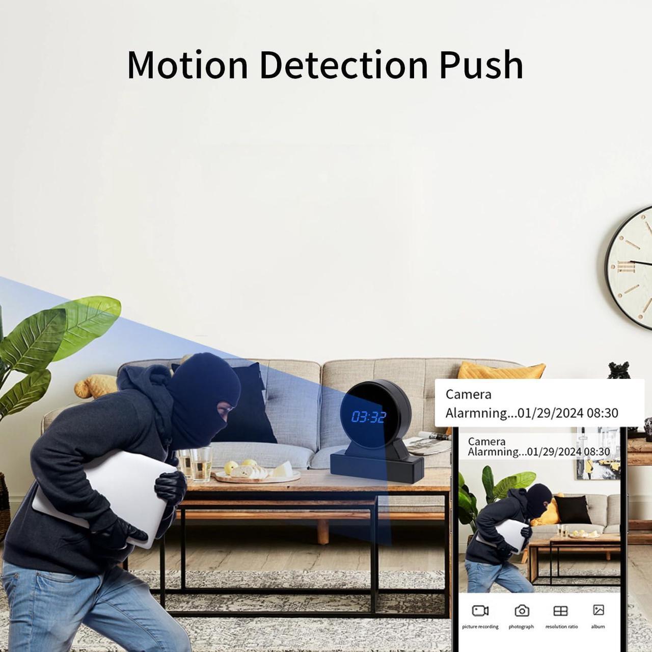 Alt view image 5 of 6 - Hidden Camera ClockFull HD 1080p Spy CameraWiFi Nanny Cam, Wireless Indoor Home Security Cam, Night Vision