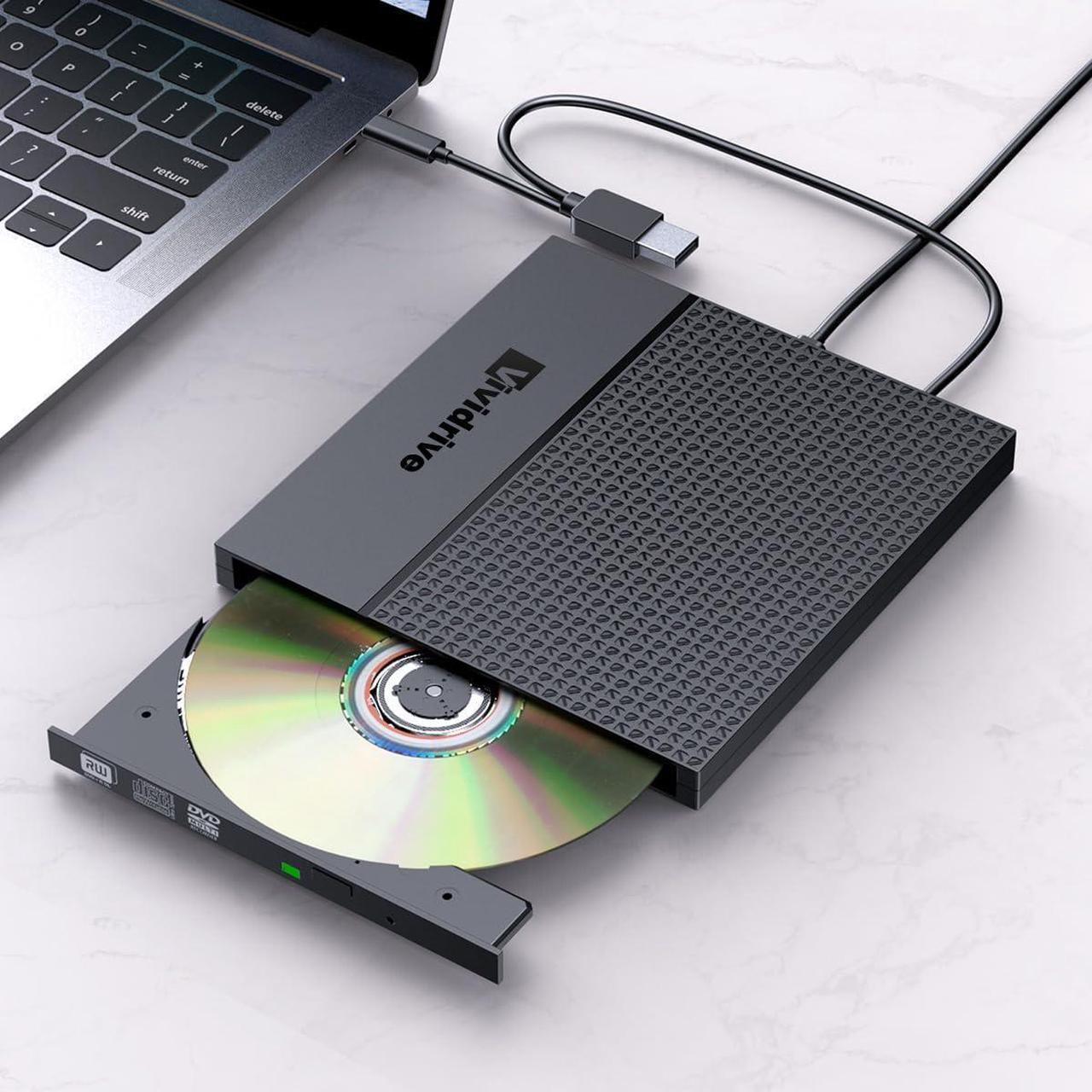 Alt view image 5 of 6 - External CD/DVD Drive for Laptop, USB 3.0 Type-C USB Portable player for Laptop CD DVD +/-RW Disk Drive CD ROM Burner Writer CD/DVD Burner Reader Compatible with Desktop Windows Linux Apple