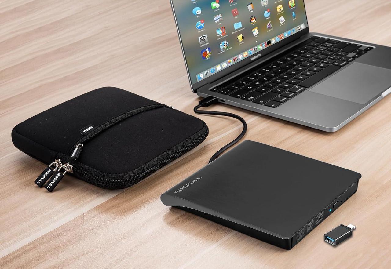 Alt view image 6 of 7 - External CD/DVD Drive USB 3.0 Portable CD DVD Player Burner Reader Writer CD/DVD-ROM +/-RW Optical Disk Drive for Laptop PC Mac Windows 11/10/8/7 Linux Computer with Carrying Case
