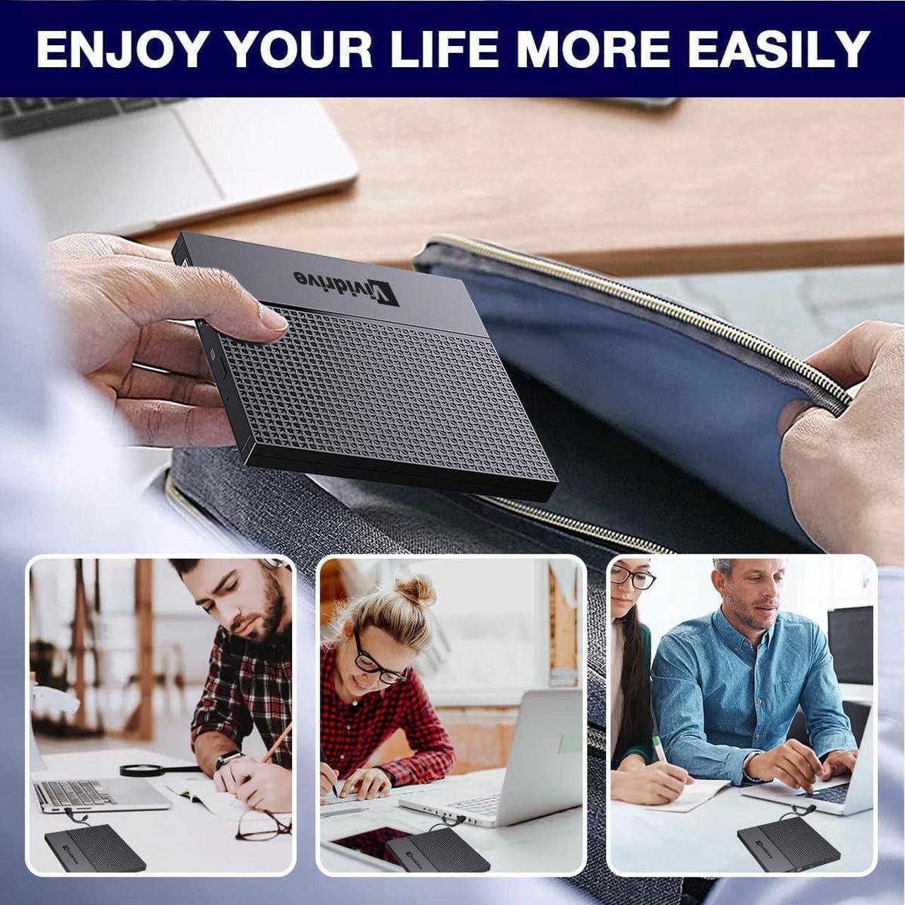 Alt view image 6 of 6 - External CD/DVD Drive for Laptop, USB 3.0 Type-C USB Portable player for Laptop CD DVD +/-RW Disk Drive CD ROM Burner Writer CD/DVD Burner Reader Compatible with Desktop Windows Linux Apple
