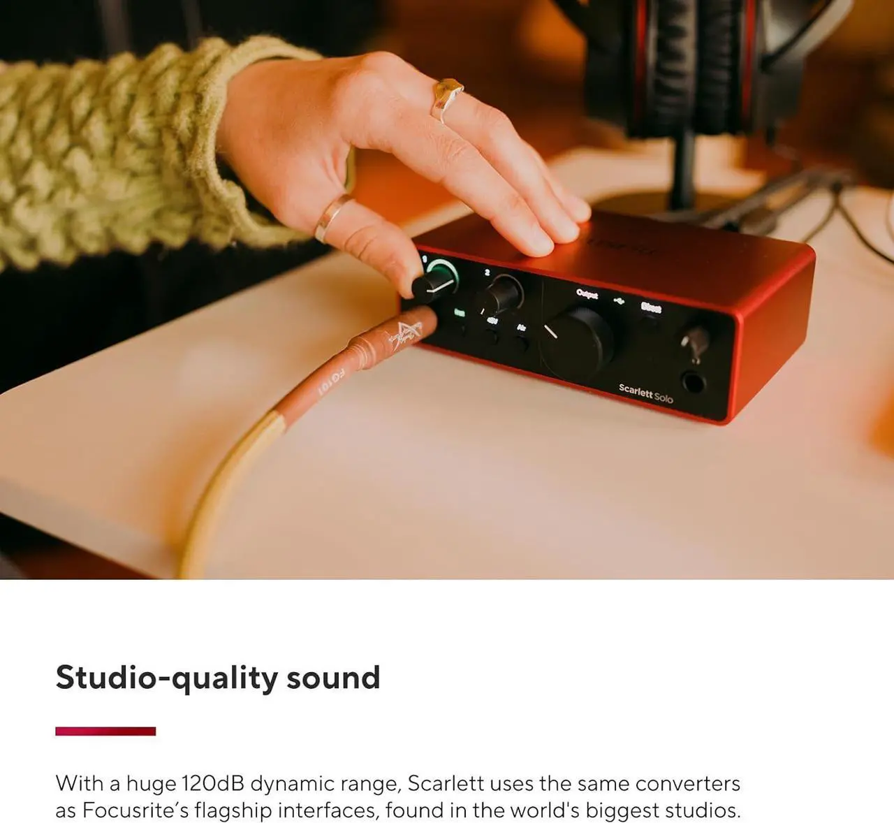 Alt view image 4 of 6 - Focusrite Scarlett Solo 4th Gen USB Audio Interface, for the Guitarist, Vocalist, or Producer  High-Fidelity, Studio Quality Recording, and All the Software You Need to Record