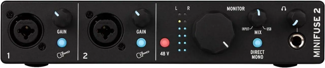 Alt view image 2 of 7 - Arturia - MiniFuse 2 - Compact USB Audio & MIDI Interface with Creative Software for Recording, Production, Podcasting, Guitar - Black